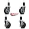 Service Caster 4'' Black Poly Wheel Swivel 1-5/8'' Expanding Stem Caster Set 2 Brakes, 4PK SCC-EX20S414-PPUB-BLK-2-TLB-2-158 - alternate 4